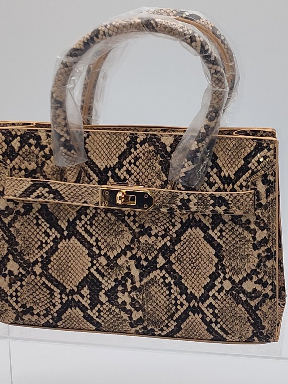 Sandstone Python Structured Handbag - The Exotic Luxe Edit